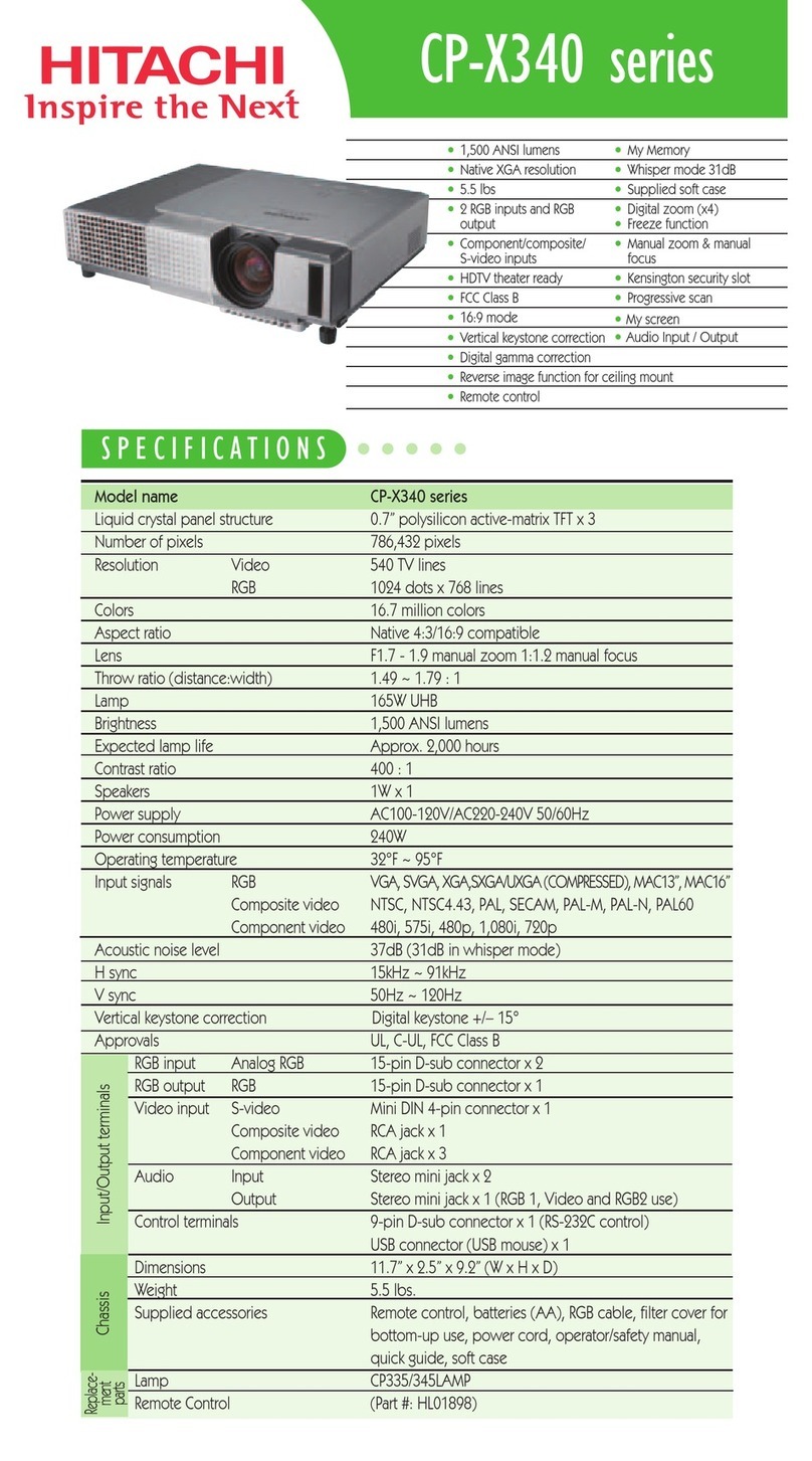 Hitachi CP-X340 series datasheet
