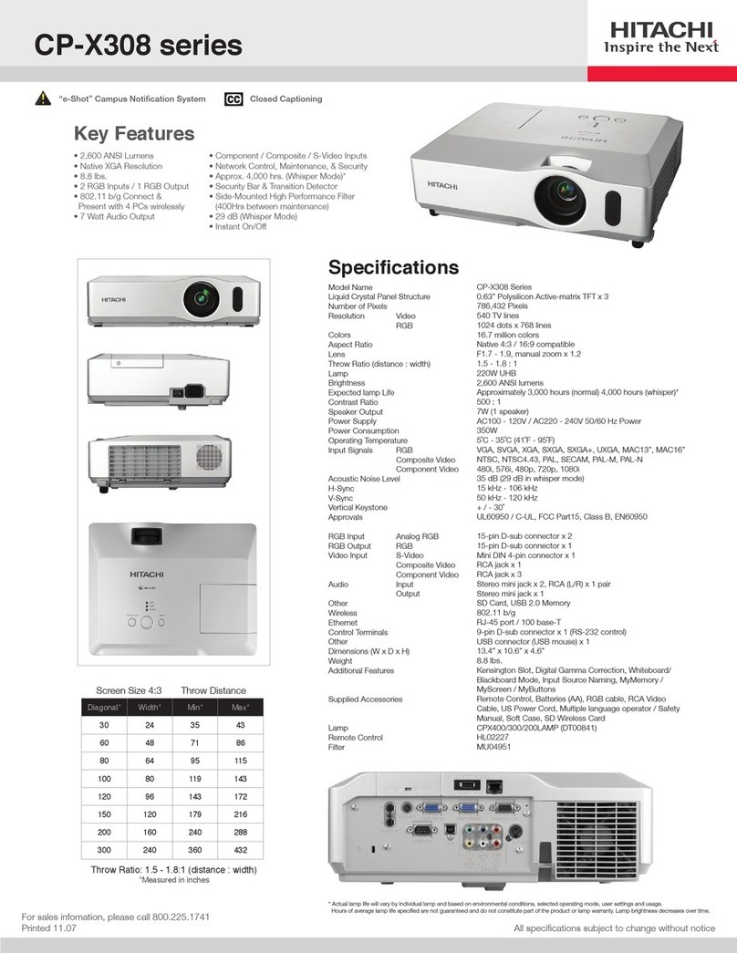 Hitachi X308 - CP XGA LCD Projector User manual