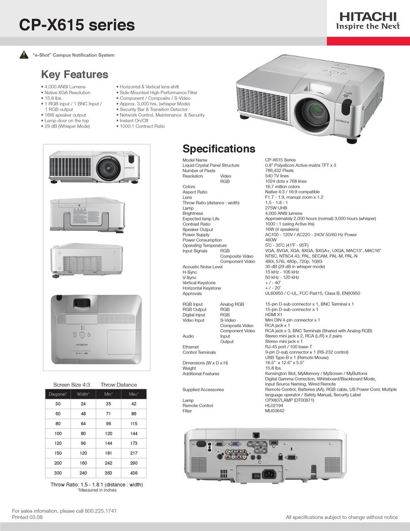 Hitachi X807 - CP XGA LCD Projector User manual Hitachi X807 - CP XGA LCD Projector User manual