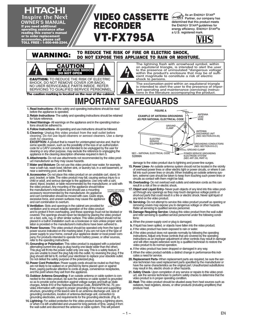 Hitachi VT-FX795A User manual