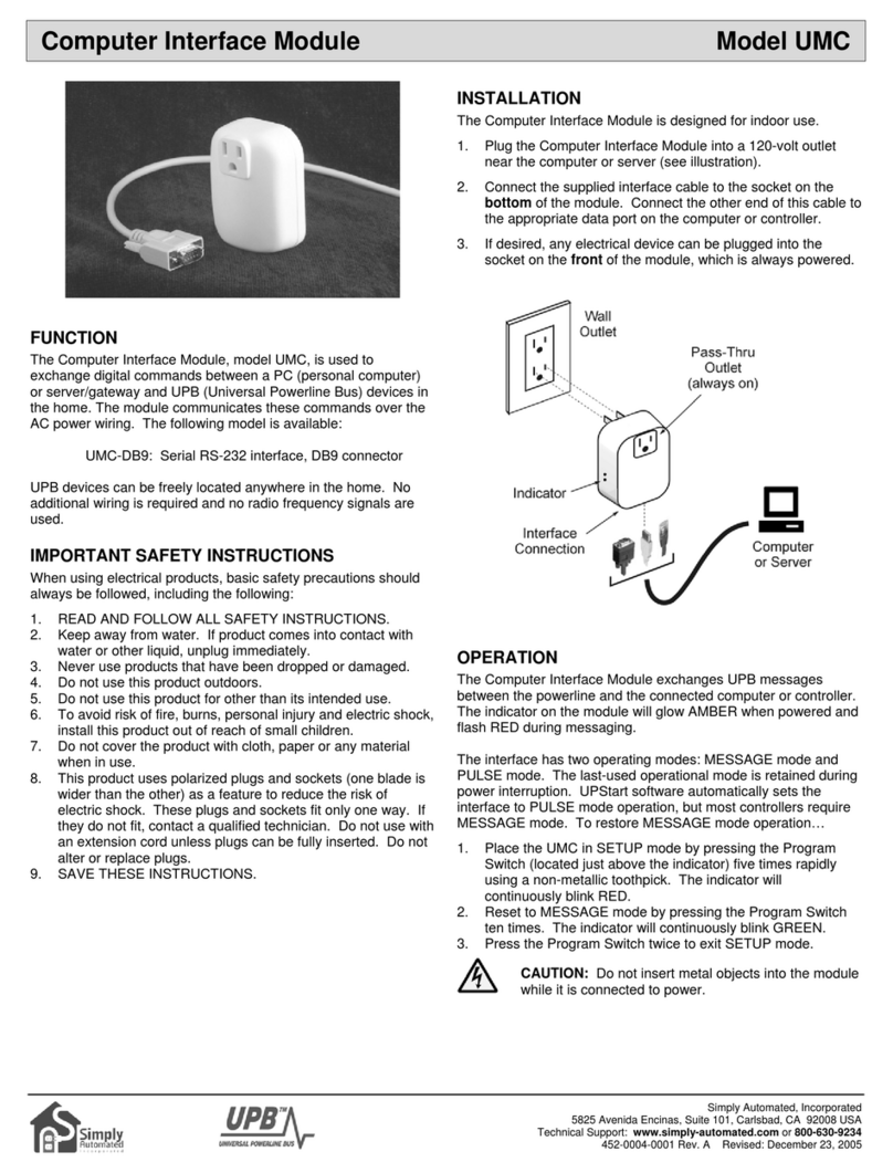 Simply Automated Computer Interface Module UMC manual