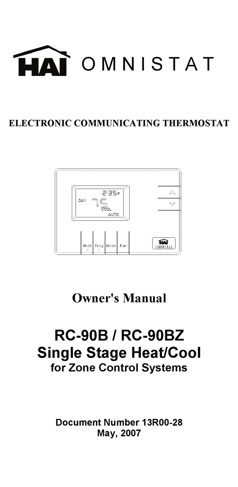 Home Automation O M N I S T A T RC-90BZ User manual Home Automation O M N I S T A T RC-90BZ User manual