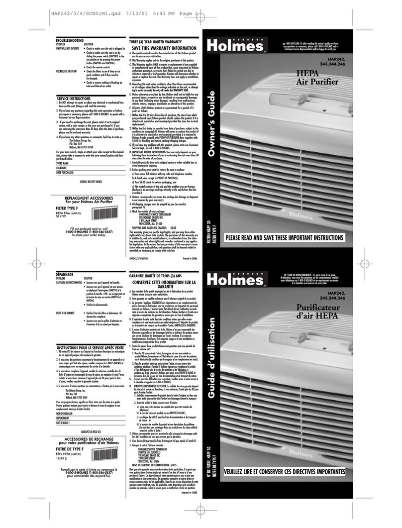 Holmes HAP242 series owner's guide