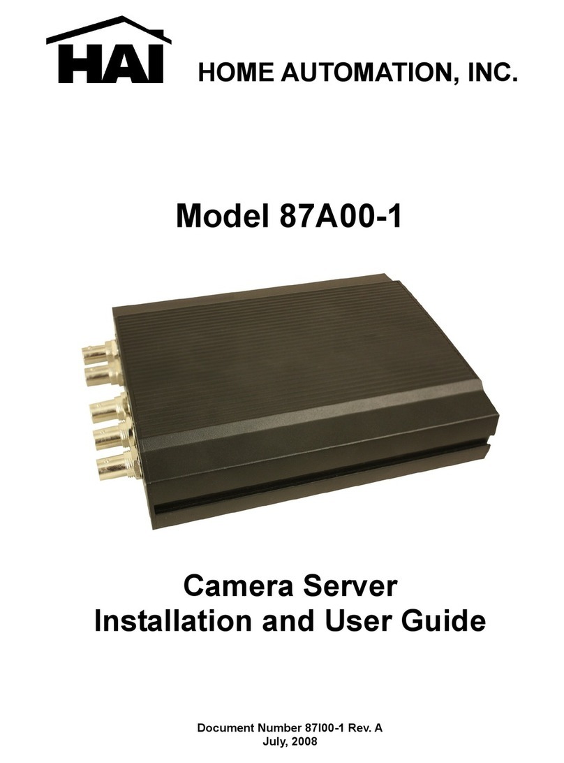 Home Automation CAMERA SERVER 87A00-1 Installation and user guide