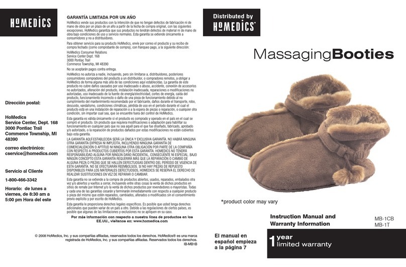HoMedics Massaging Booties MB-1CB Guide