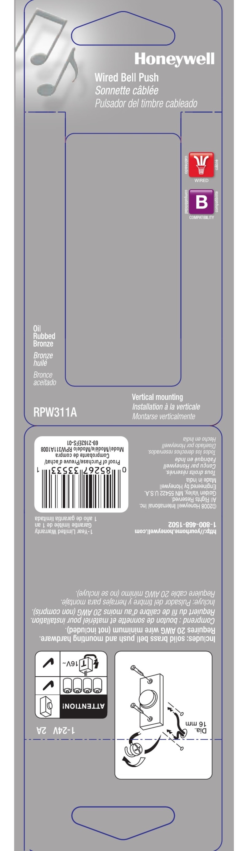 Honeywell RPW311A User manual Honeywell RPW311A User manual