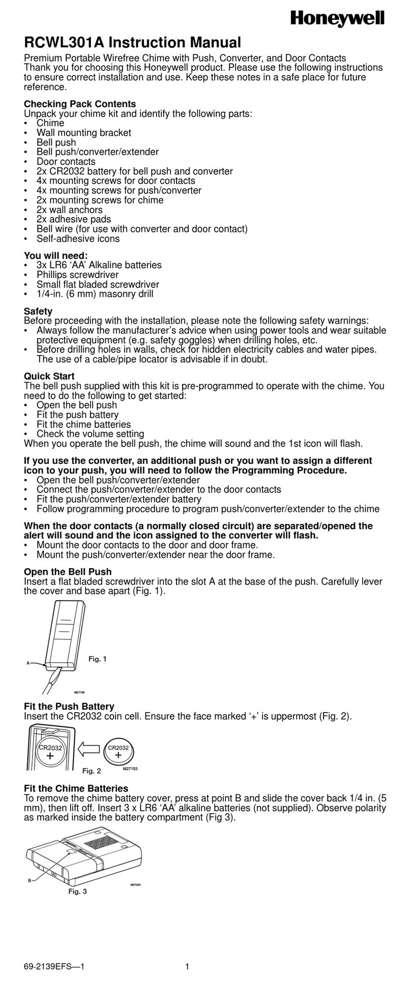 Honeywell RCWL301A User manual Honeywell RCWL301A User manual