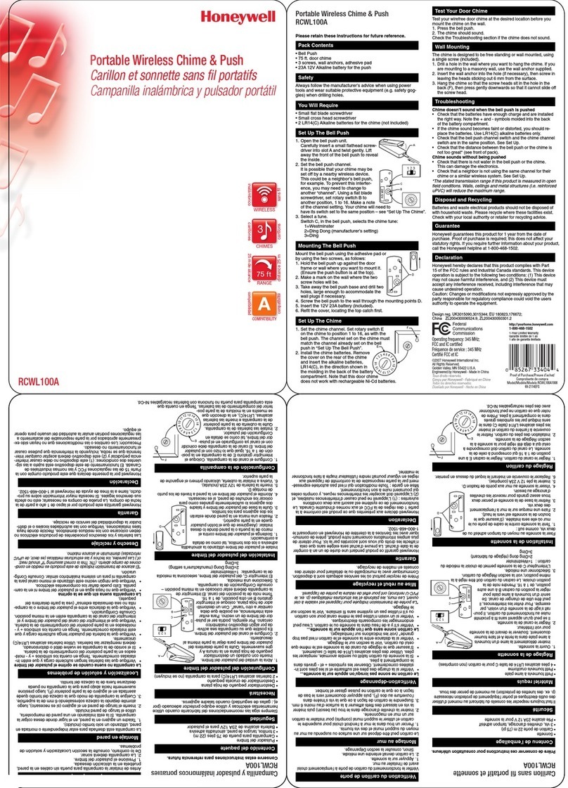 Honeywell RCWL100A User manual Honeywell RCWL100A User manual