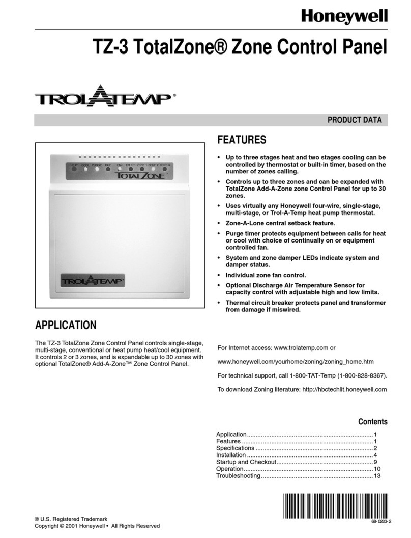 Honeywell TrolATemp TZ-3 TotalZone Operation manual