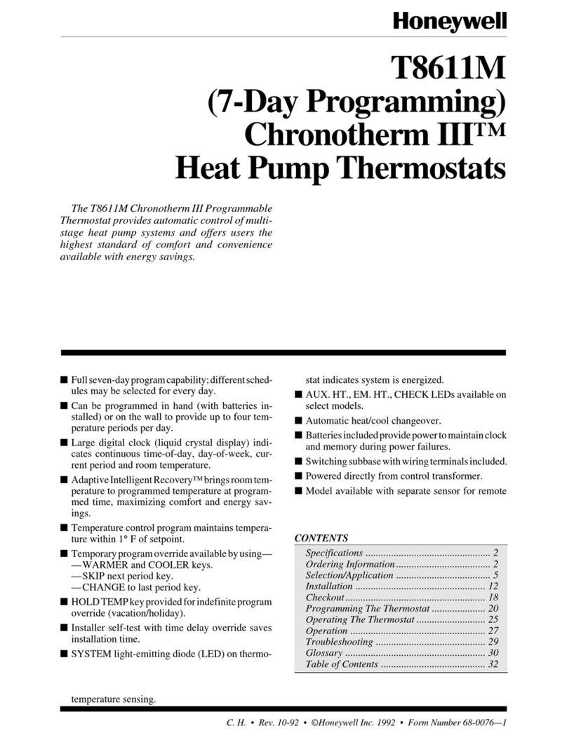 Honeywell CHRONOTHERM III T8611M user manual