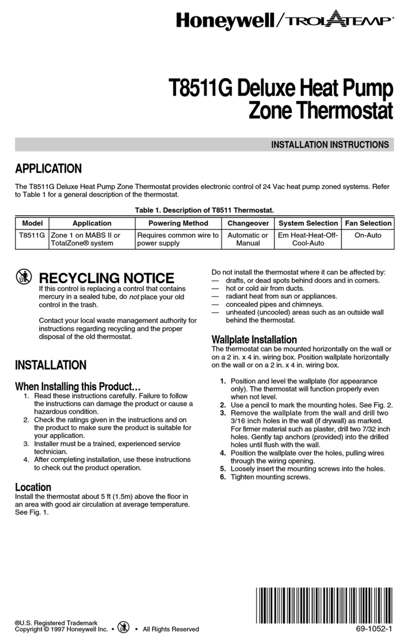 Honeywell DELUXEHEATPUMP T8511G installation instructions