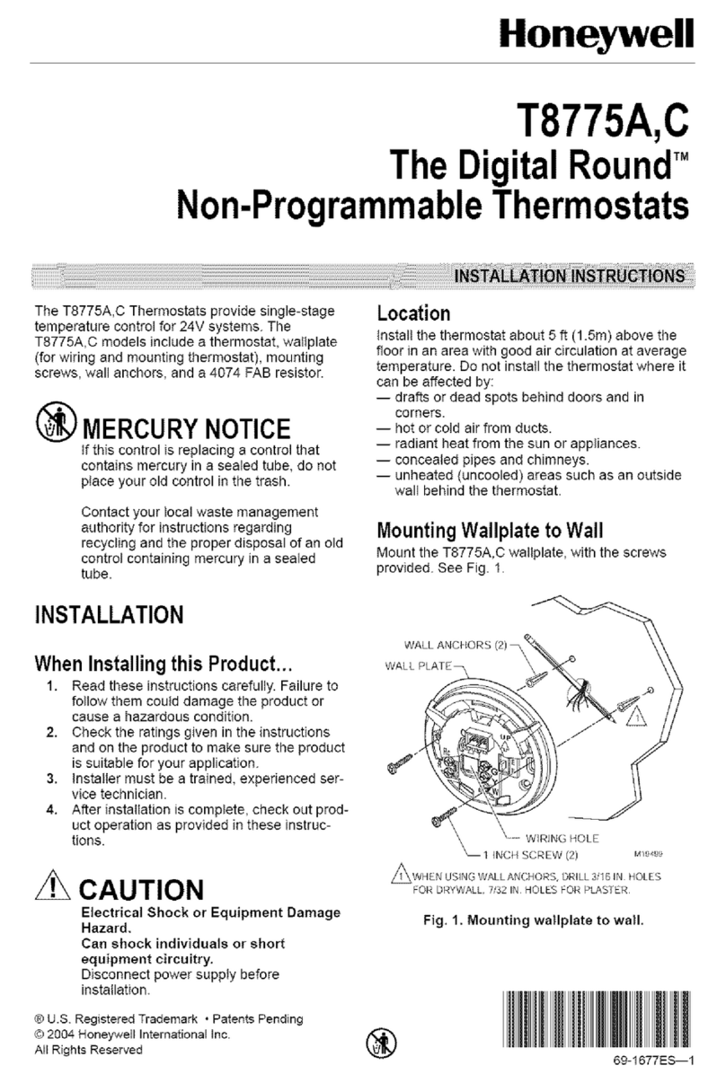 Honeywell Digital Round T8775A User manual Honeywell Digital Round T8775A User manual