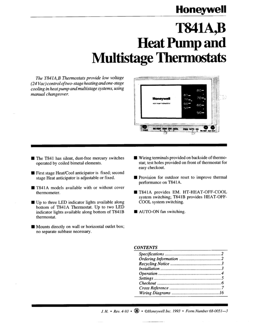 Honeywell Easy-To-See TRADELINE T841B User manual