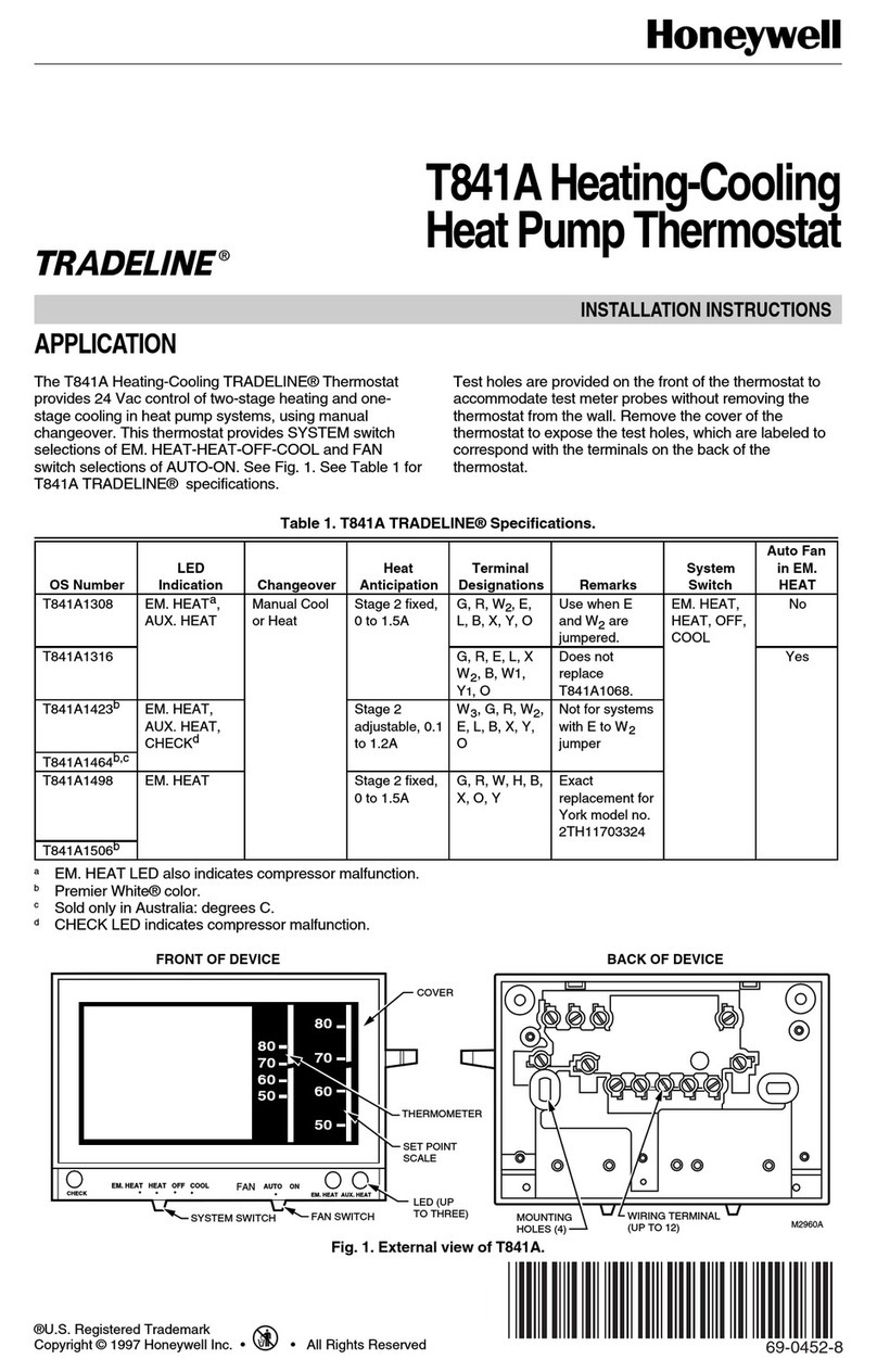Honeywell T841A User manual
