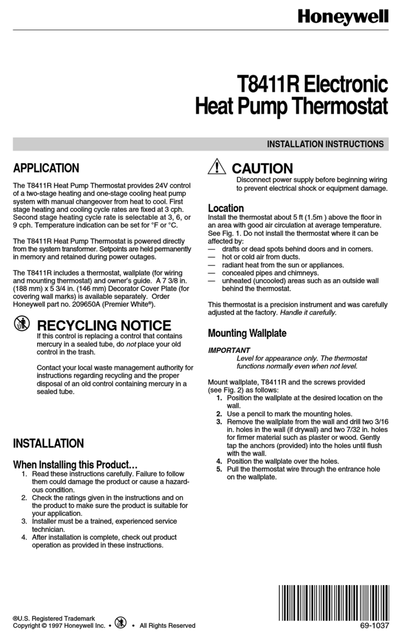 Honeywell HEAT PUMP THERMOSTAT T8411R User manual