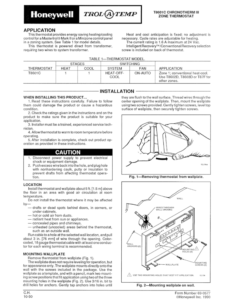 Honeywell TROLATEMP T8601C Chronotherm User manual