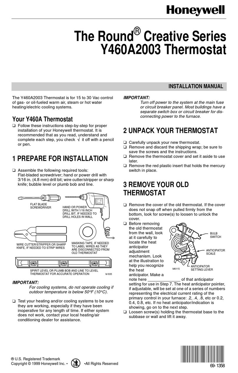 Honeywell THE ROUND Y460A2003 installation manual