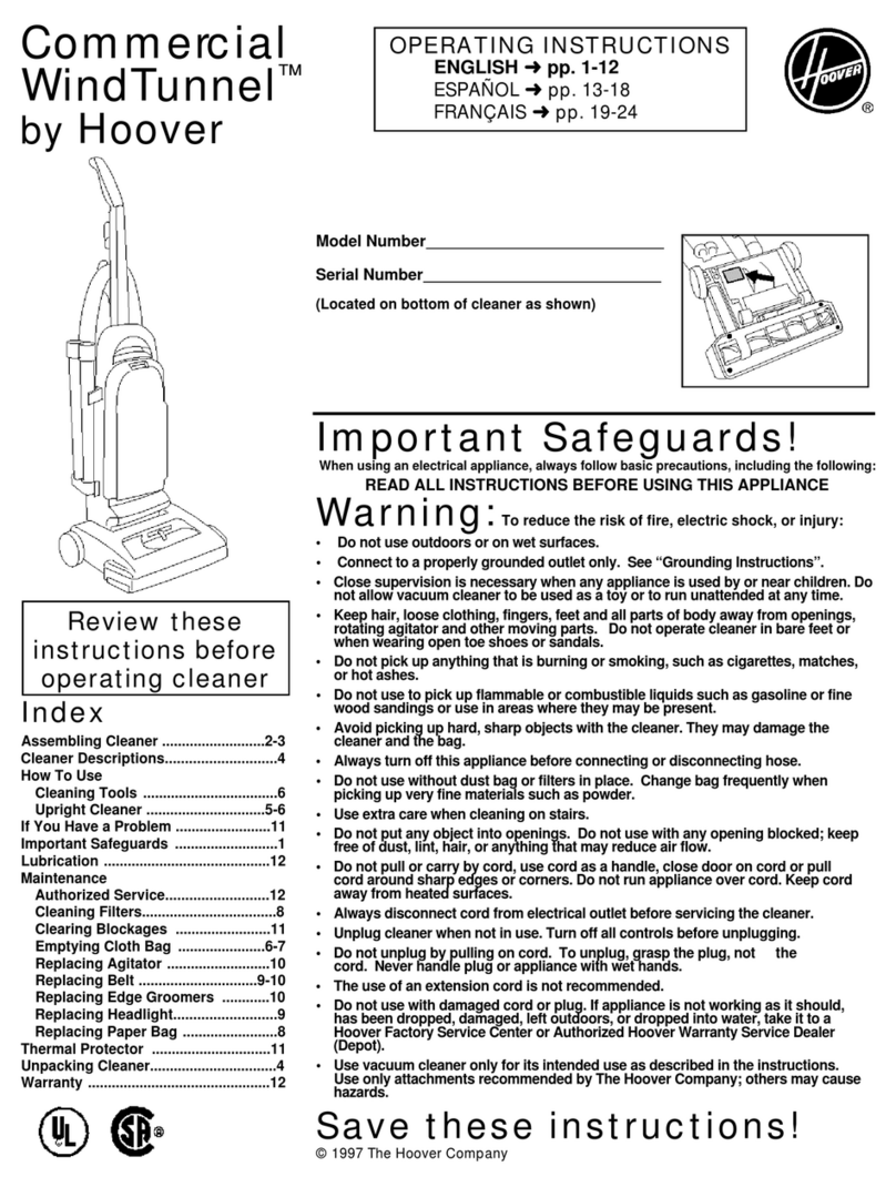 Hoover Wind Tunnel User manual