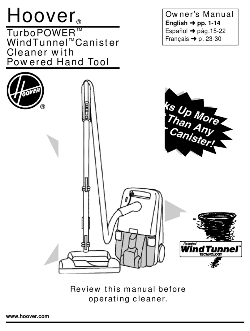 Hoover TurboPOWER TurboPOWER WindTunnel Canister Cleaner with Powered Hand... User manual