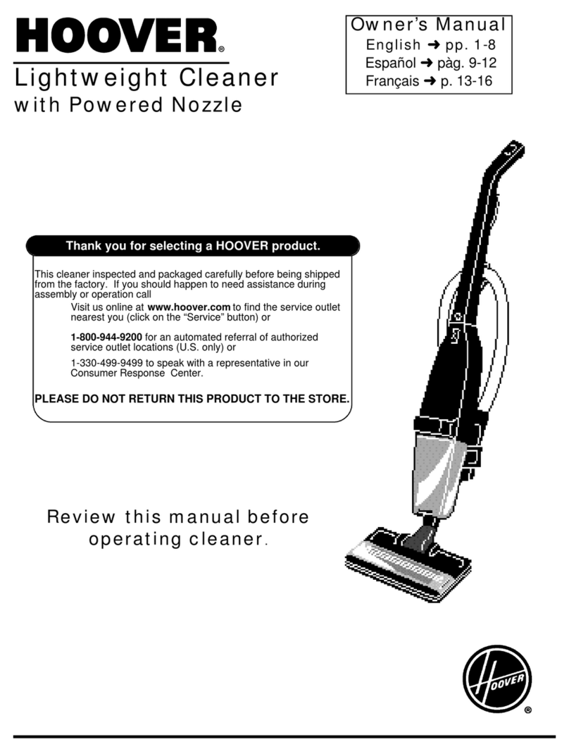 Hoover ightweight Cleaner User manual Hoover ightweight Cleaner User manual