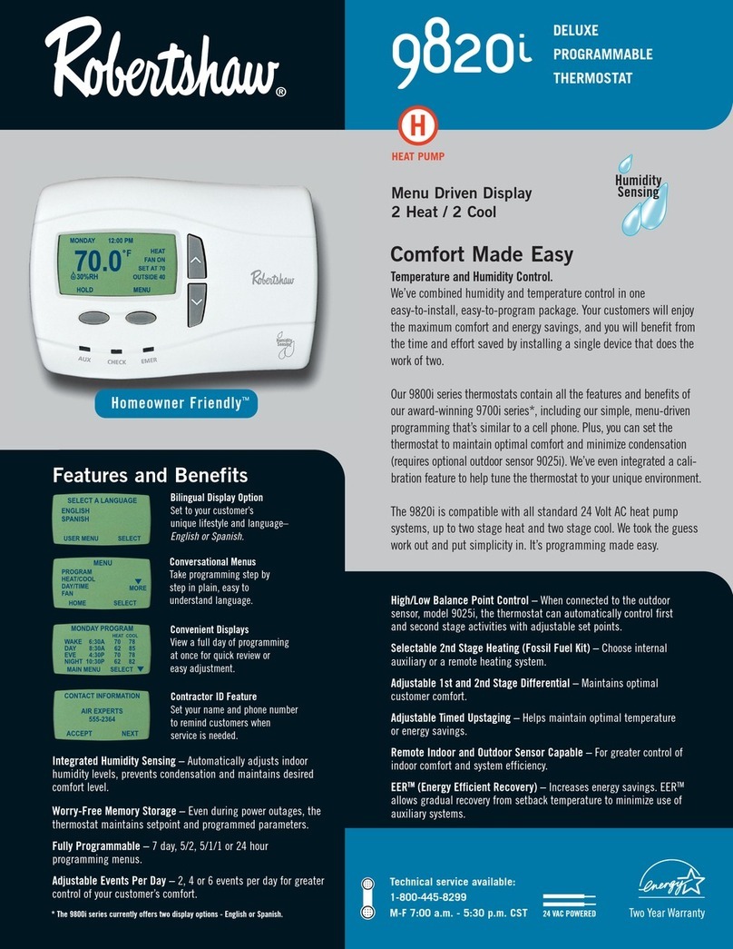 Robertshaw 9820I User manual