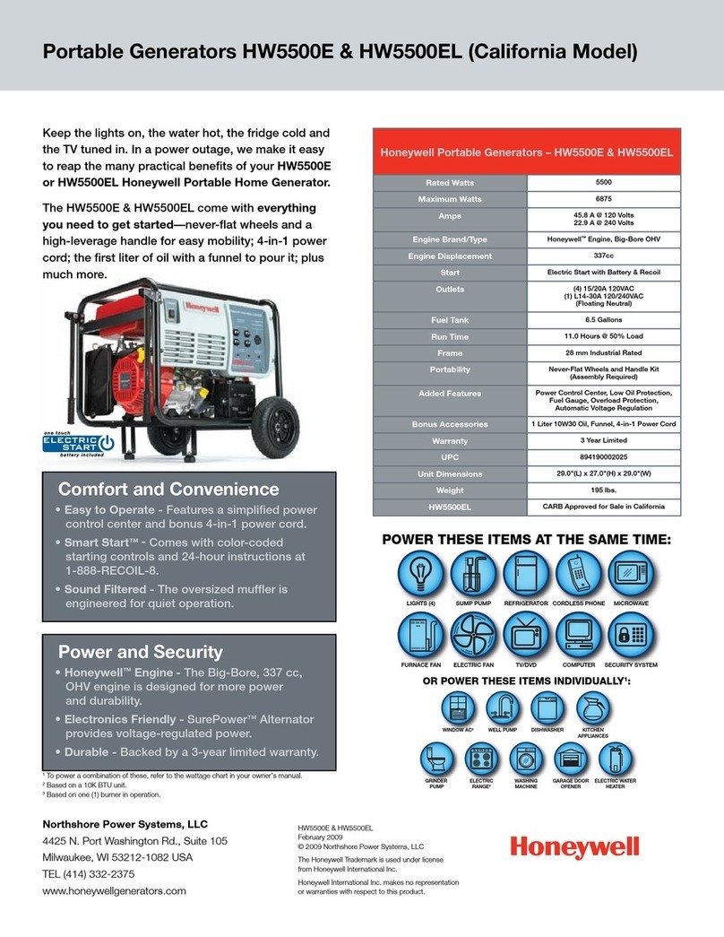 Honeywell HW5500E - Portable Generator NOT User manual