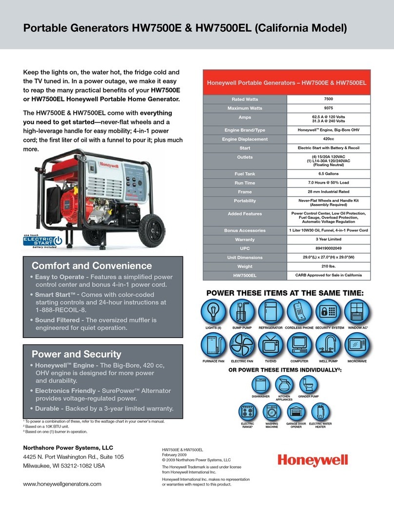 Honeywell HW7500E - Portable Generator NOT User manual Honeywell HW7500E - Portable Generator NOT User manual