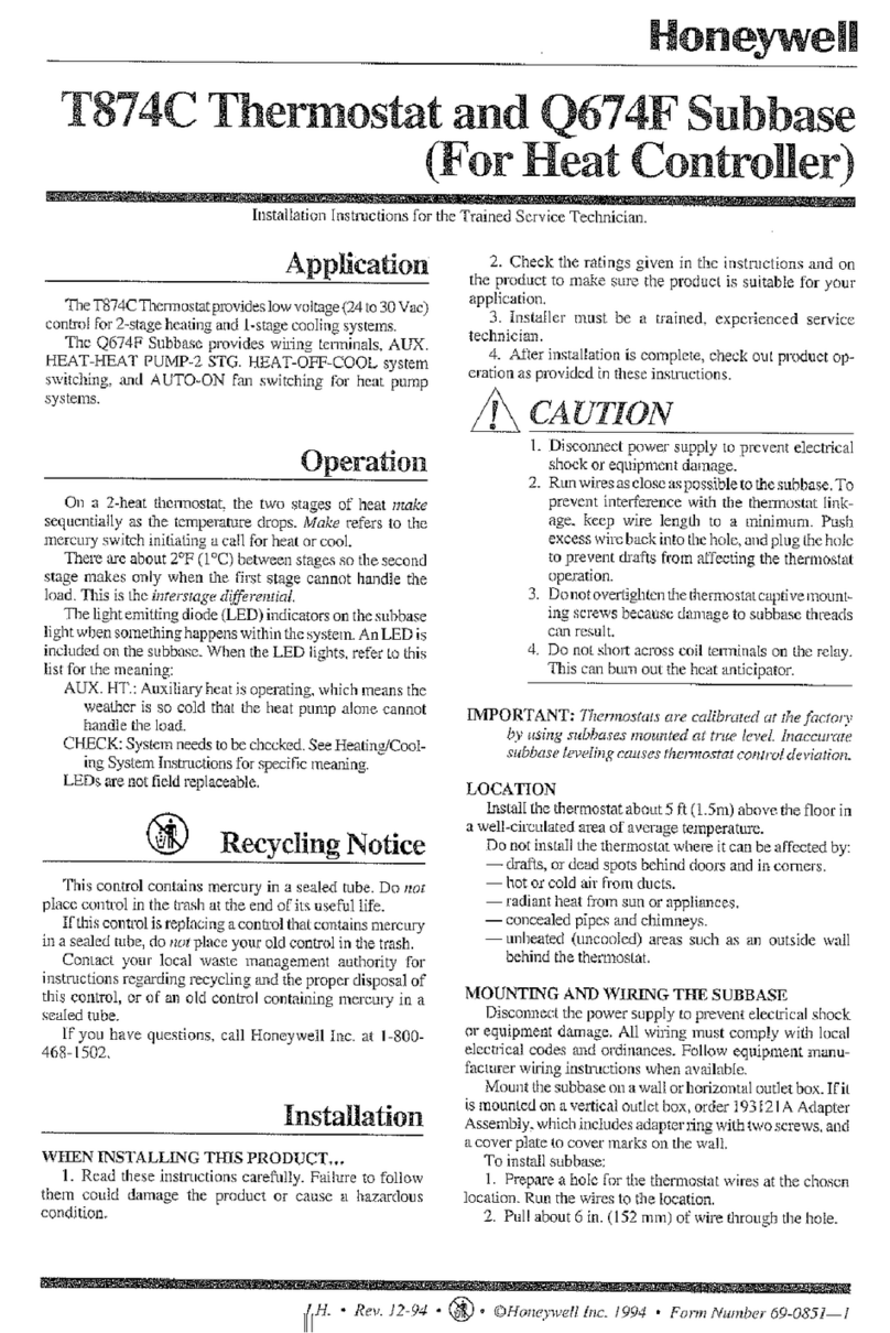 Honeywell Super Tradeline Q674F User manual