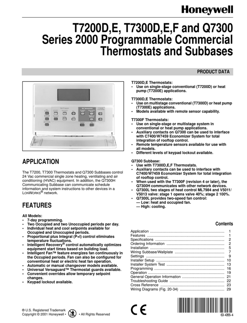 Honeywell T7200D Operation manual Honeywell T7200D Operation manual