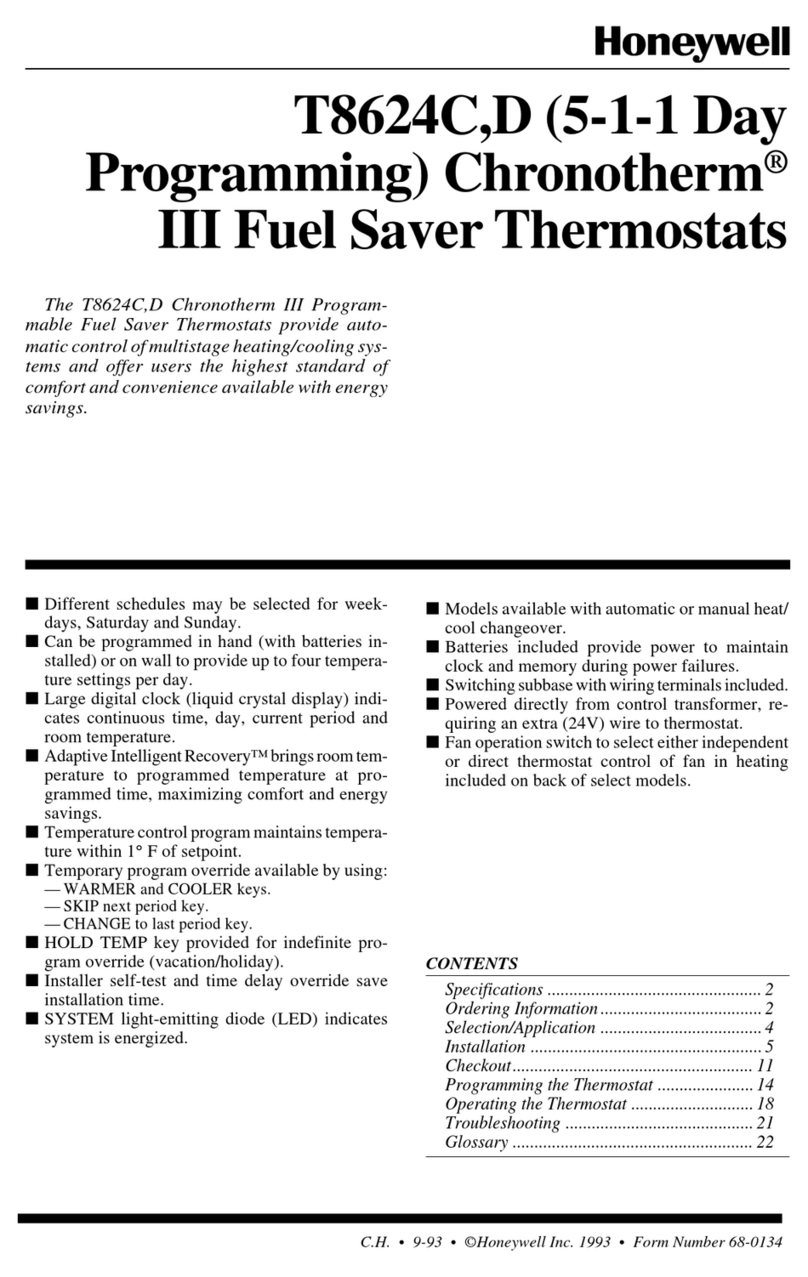 Honeywell CHRONOTHERM T8624C User manual Honeywell CHRONOTHERM T8624C User manual