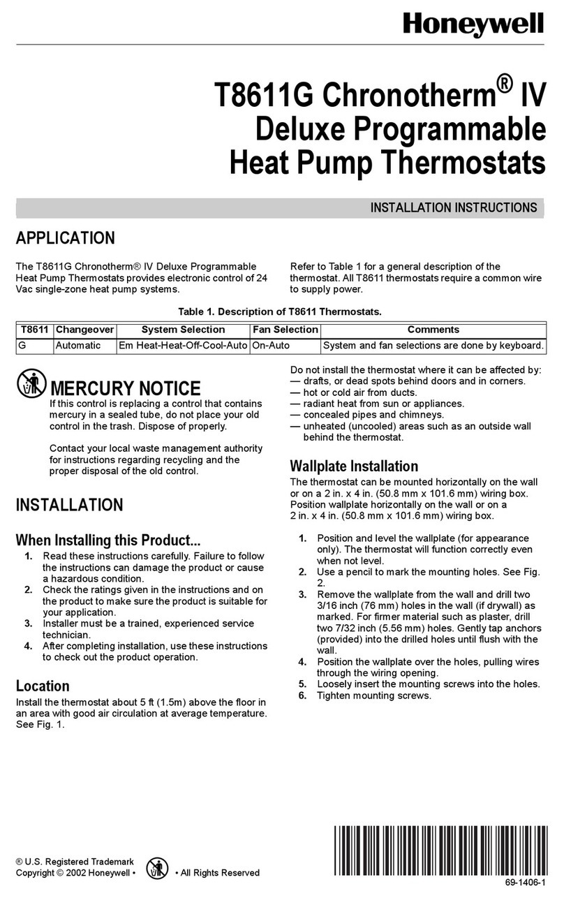 Honeywell Chronotherm IV T8611G User manual