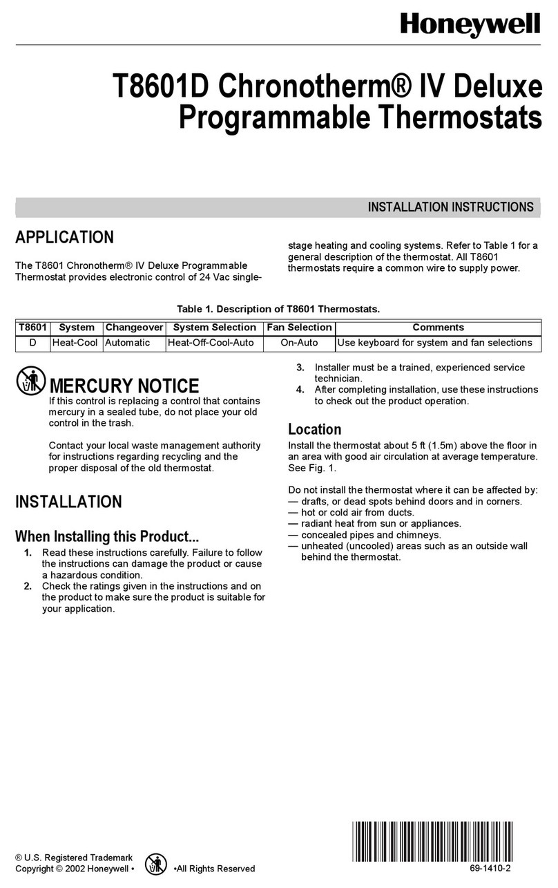 Honeywell Chronotherm IV T8601D User manual Honeywell Chronotherm IV T8601D User manual