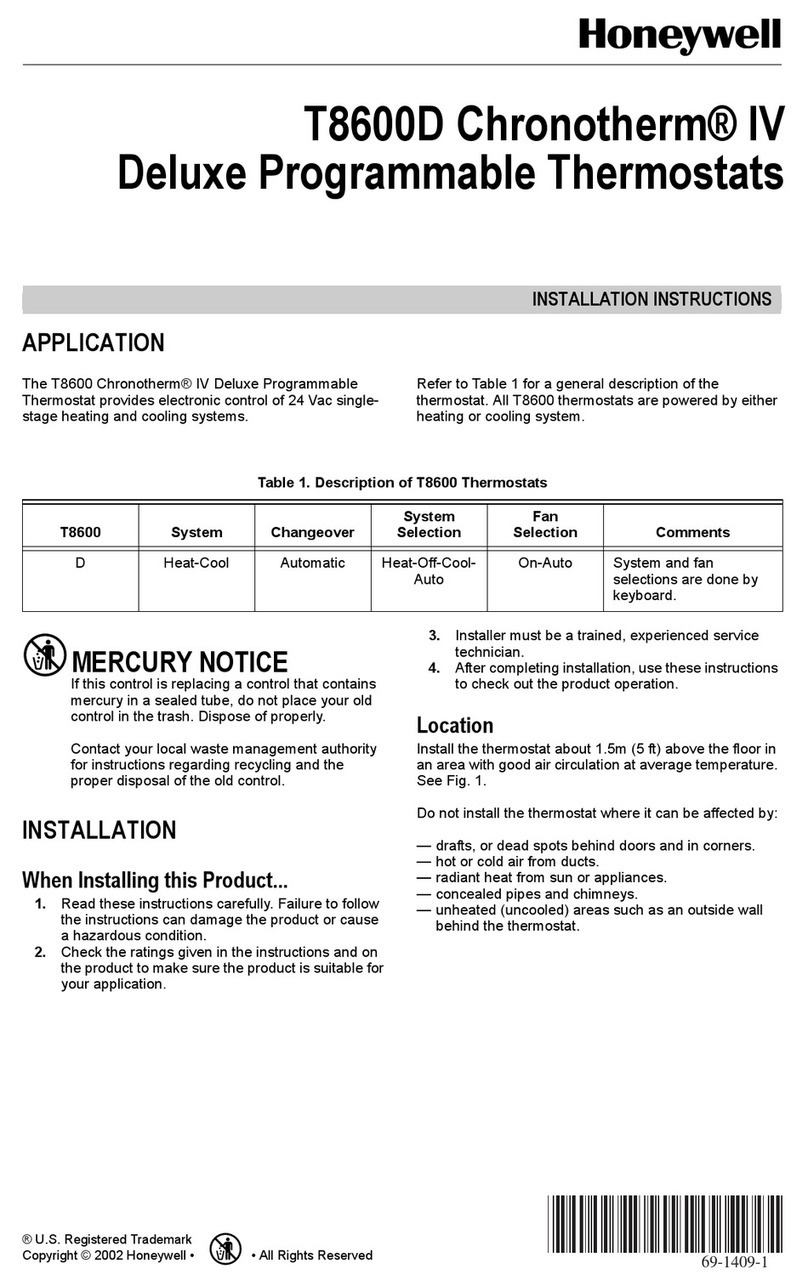 Honeywell Chronotherm IV T8600D installation instructions Honeywell Chronotherm IV T8600D installation instructions
