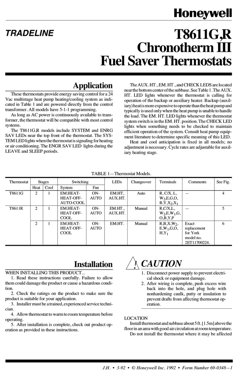 Honeywell CHRONOTHERM III T8611G User manual Honeywell CHRONOTHERM III T8611G User manual