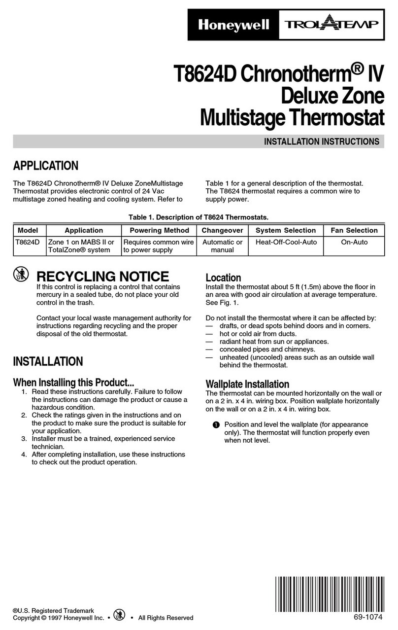Honeywell CHRONOTERM IV T8624D User manual