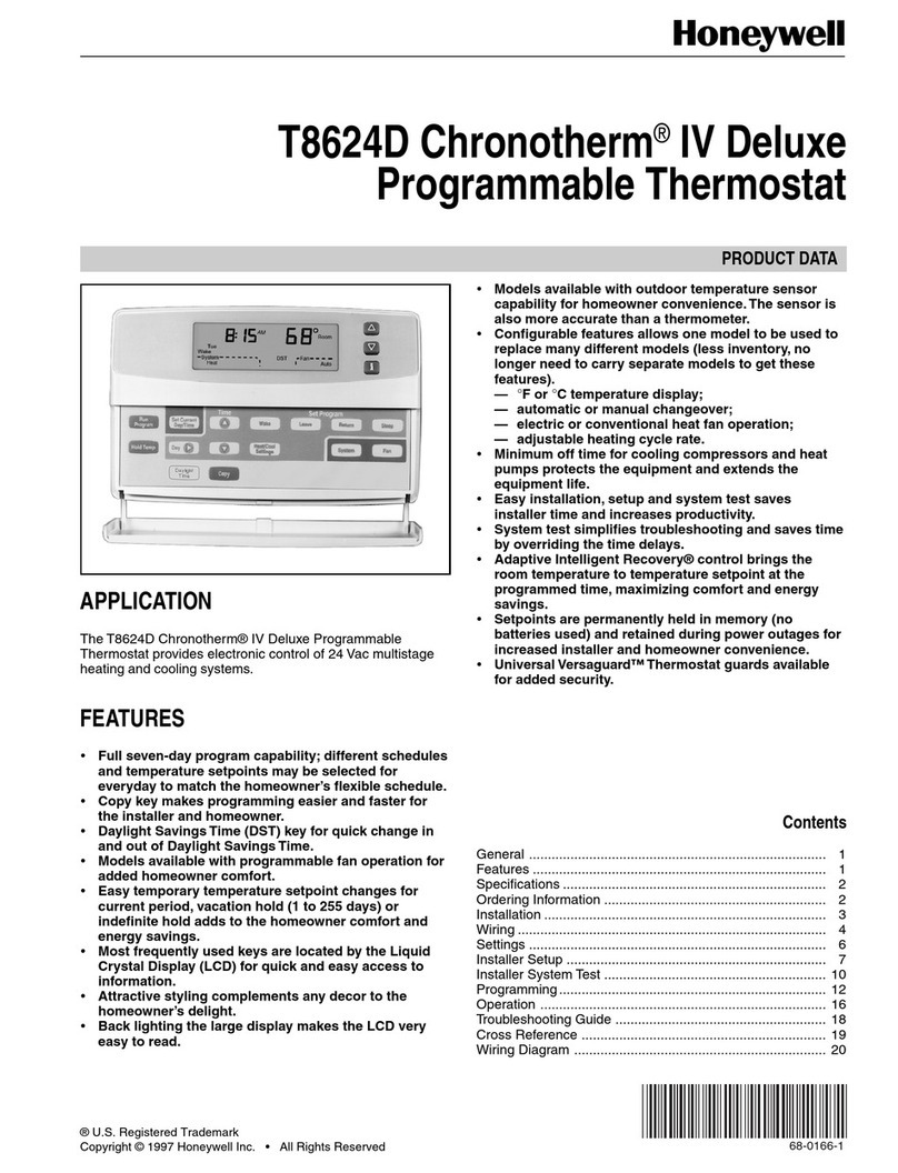 Honeywell CHRONOTHERM IV DELUXE T8624D Product data