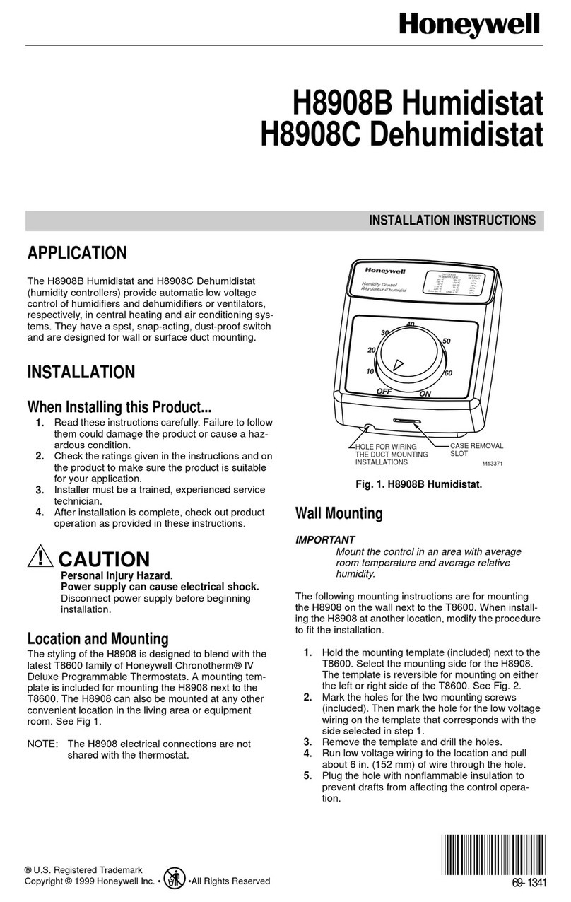 Honeywell H8908B Humidistat User manual