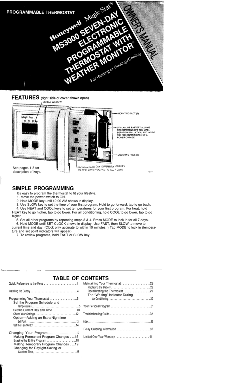 Honeywell Magic Stat MS3000 owner's manual