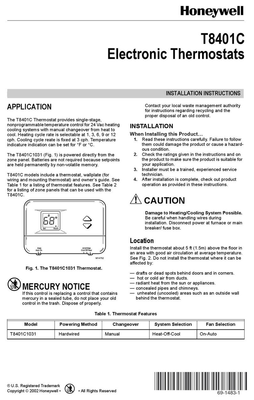 Honeywell T8401C installation instructions Honeywell T8401C installation instructions
