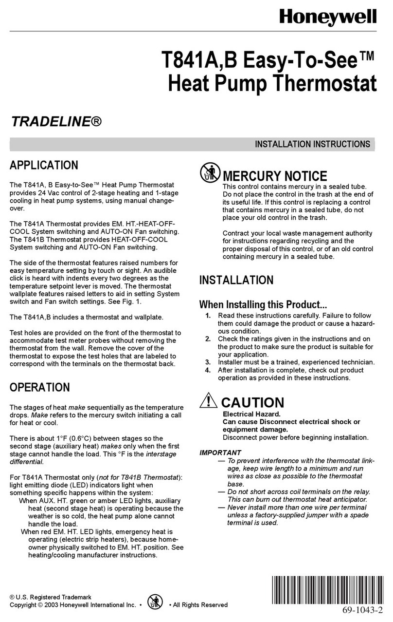 Honeywell T841A User manual