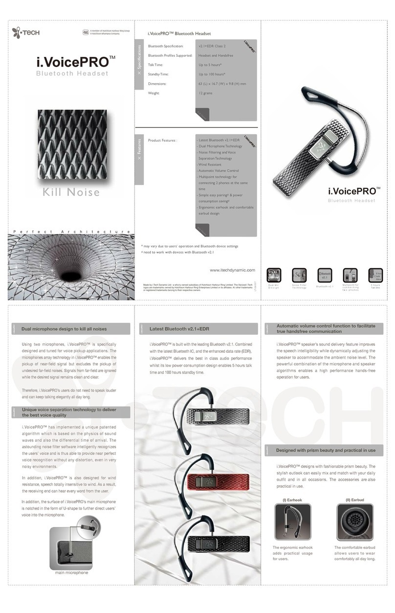 i. Tech Dynamic i.VoicePRO Bluetooth Headset User manual