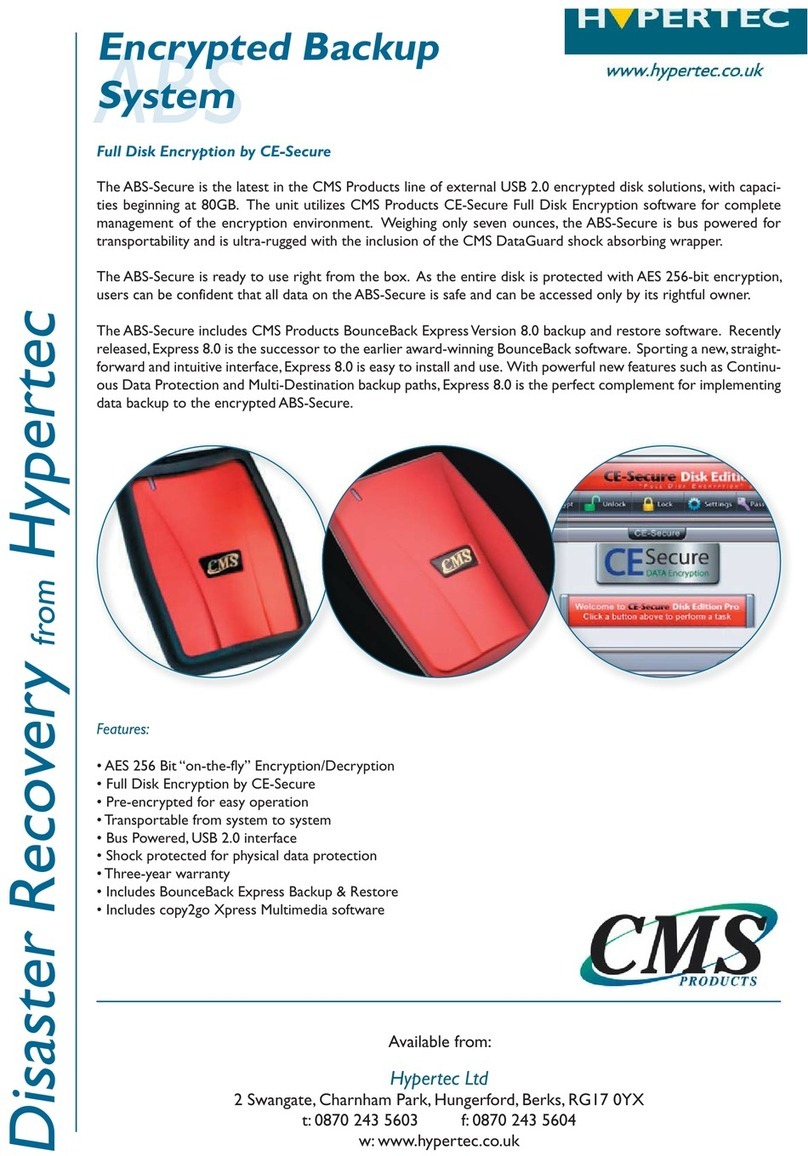 Cms Products Encrypted Backup System User manual