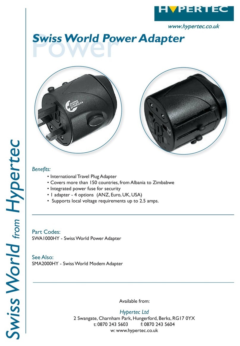 Hypertec Power Swiss World Power Adapter SWA1000HY User manual