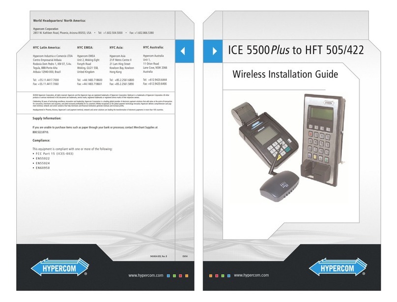Hypercom Terminal HFT 505/422 installation guide