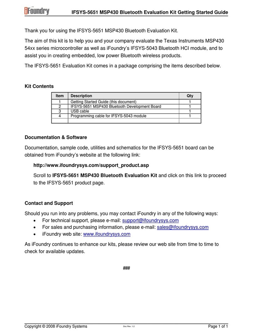 IFoundry Systems IFSYS-5651 MSP430 Getting started guide IFoundry Systems IFSYS-5651 MSP430 Getting started guide