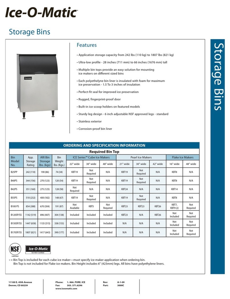 Ice-O-Matic Storage Bin User manual Ice-O-Matic Storage Bin User manual