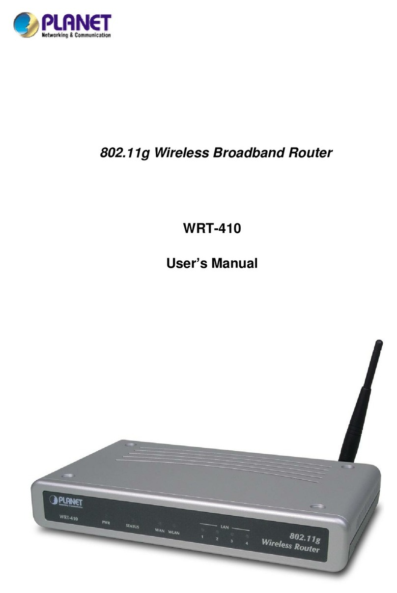 Planet Networking & Communication 802.11g Wireless Broadband Router WRT-410 user manual