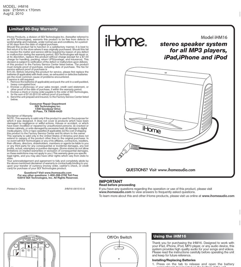 iHome IHM16 user manual
