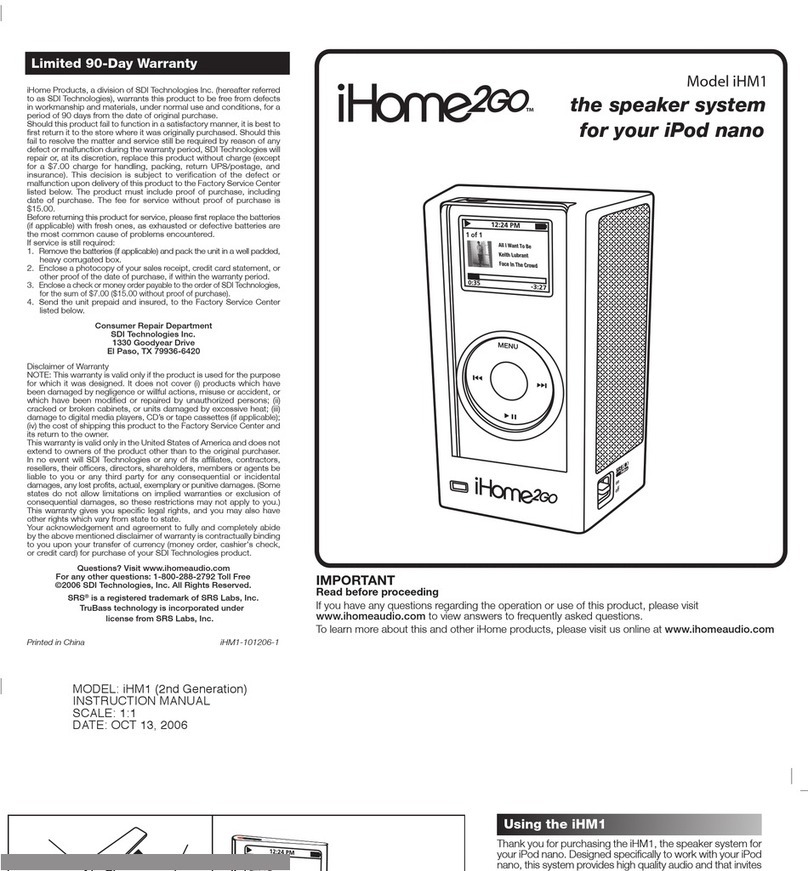 iHome2GO iHM1 instruction manual