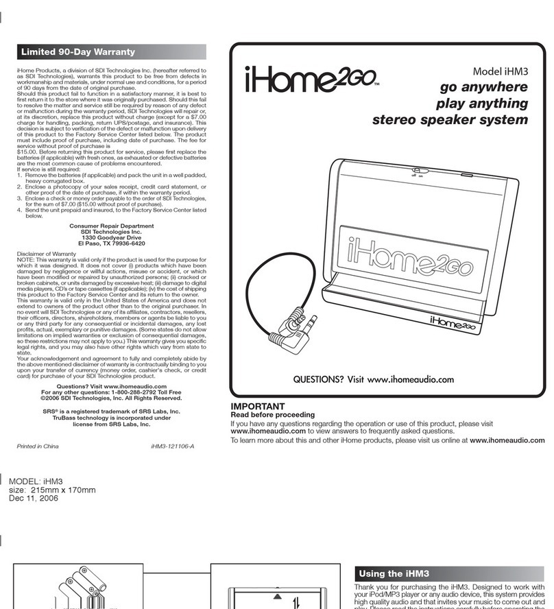 iHome2GO iHM3 user manual